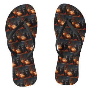 Schottischer Terrier Welpe Herbstfreude Kürbis Flip Flops