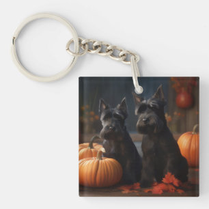 Schottischer Terrier Welpe Herbstfreude Kürbis Schlüsselanhänger