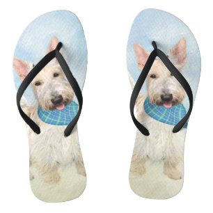 Schottischer Terrier Wheaten-Hund-Malerei Original Flip Flops