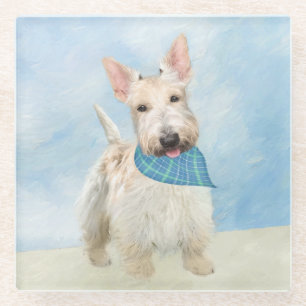 Schottischer Terrier Wheaten-Hund-Malerei Original Glasuntersetzer