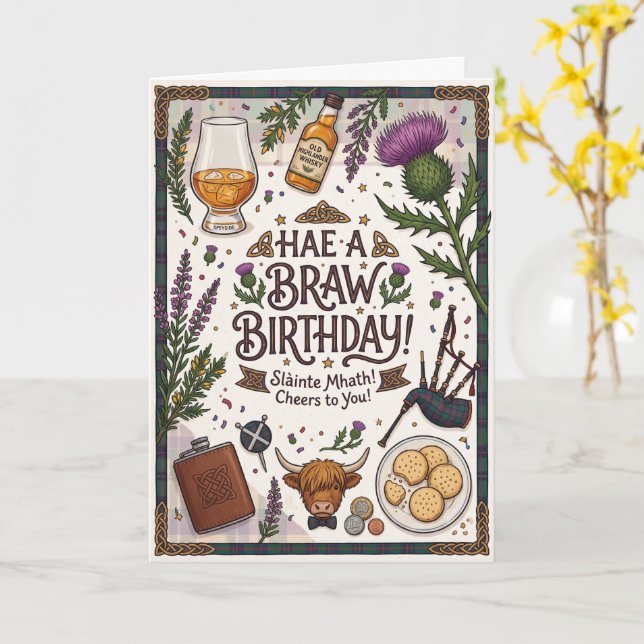 Schottischer toller Geburtstag Karte (Gelbe Blume)