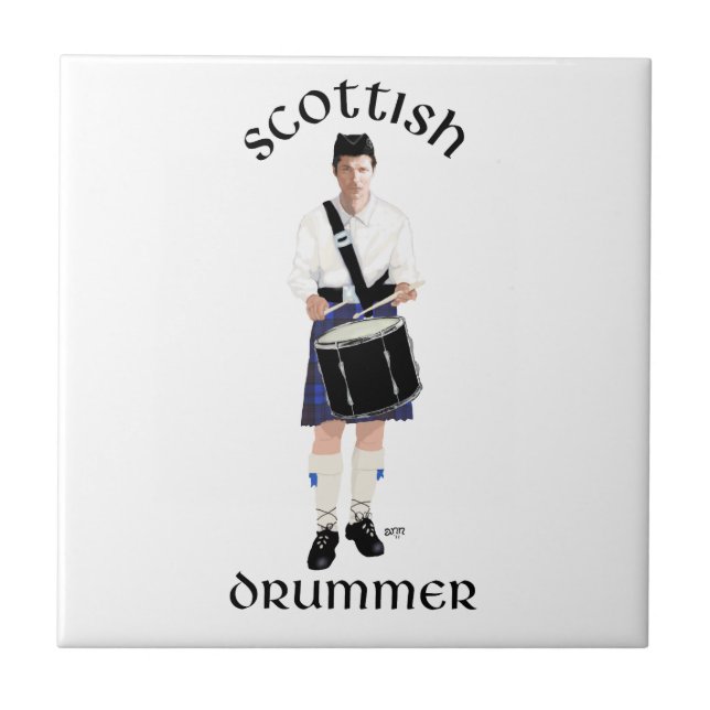 Schottischer Trommler - Blauer Kilt Fliese (Vorderseite)