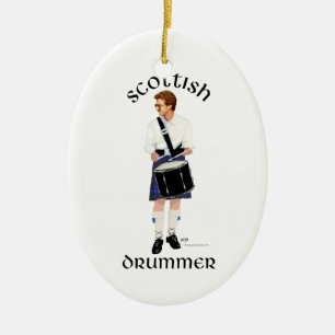 Schottischer Trommler - Blauer Kilt Keramik Ornament