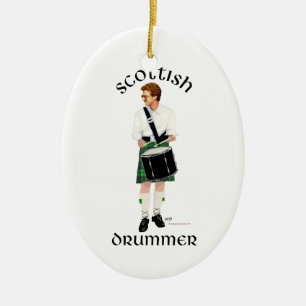 Schottischer Trommler - Grüner Kilt Keramikornament