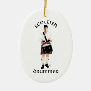 Schottischer Trommler - Rotes Kilt Keramik Ornament