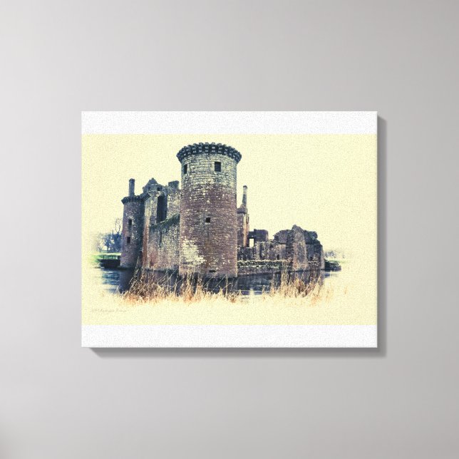 Schottisches Caeverlock Schloss in Dumfries Leinwanddruck (Vorderseite)