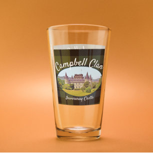 Schottisches Campbell Clan Burg Tartan Familiengla Glas
