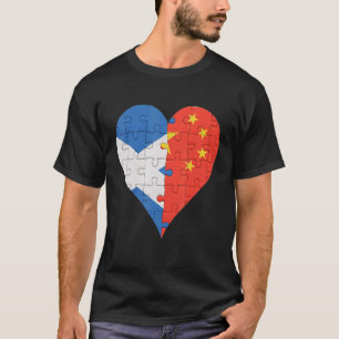 Schottisches chinesisches Flaggenherz T-Shirt