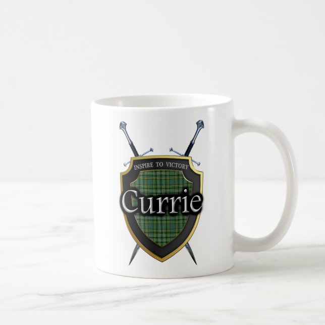 Schottisches Clan Currie Tartan-Schild u. Kaffeetasse (Rechts)