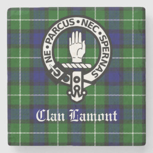Schottisches Clan Lamont-Wappen und Tartan Steinuntersetzer