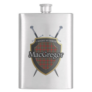 Schottisches Clan MacGregor Tartan-Schild und Flachmann