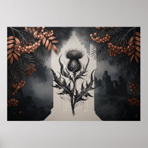 Schottisches Distel-Schloss-Rowan-Gotikk-Poster Poster