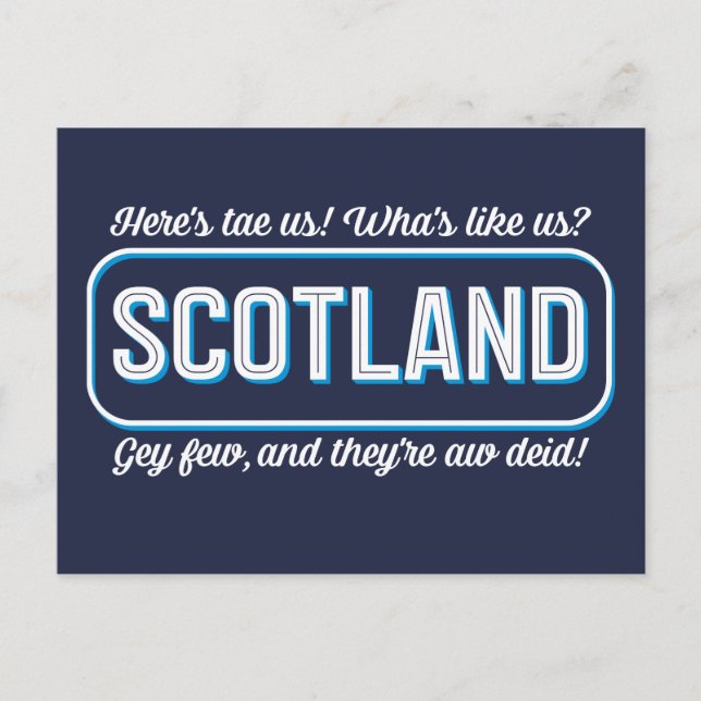 Schottisches Gedicht, was ist wie wir? Toast-Spric Postkarte (Vorderseite)