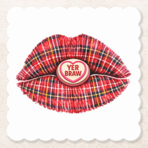 Schottisches Geschenk Tartan Lippen Liebe Pop Art Untersetzer