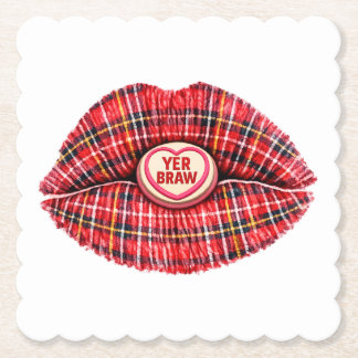 Schottisches Geschenk Tartan Lippen Liebe Pop Art Untersetzer