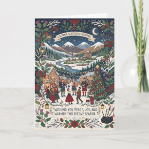 Schottisches Highland-Dorf-Weihnachtskarte Karte