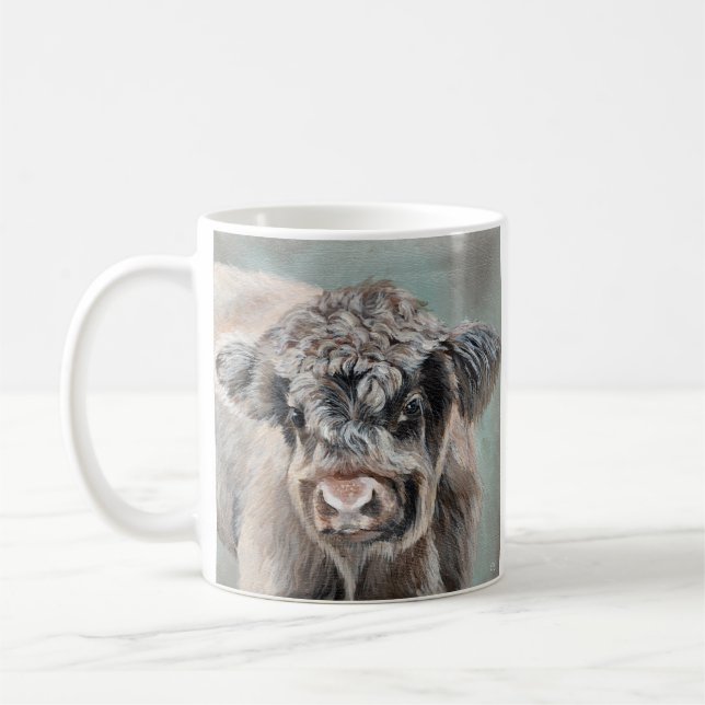 Schottisches Highland-Rind auf Grün Kaffeetasse (Links)