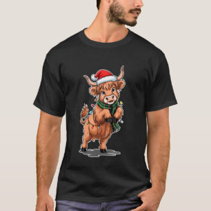 Schottisches Highland-Rind Weihnachtsbeleuchtung X T-Shirt