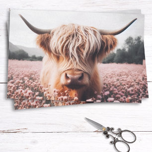 Schottisches Highland-Rind Wildblumenfeld Decoupag Seidenpapier