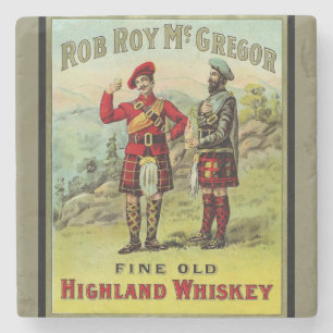 Schottisches Highland-Whiskey-Etikett Steinuntersetzer