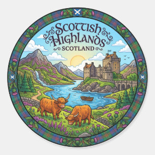 Schottisches Hochland Schottland Runder Aufkleber