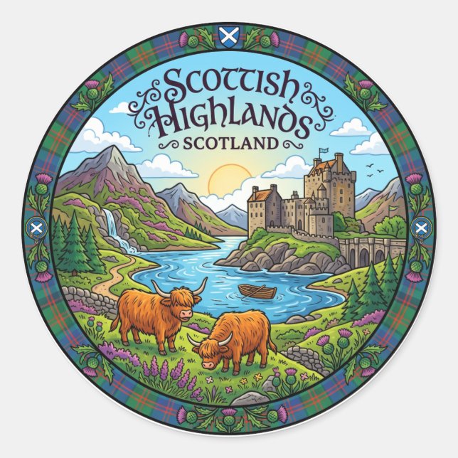 Schottisches Hochland Schottland Runder Aufkleber (Vorderseite)