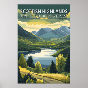 Schottisches Hochland UK Berge Landschaft Reise Poster