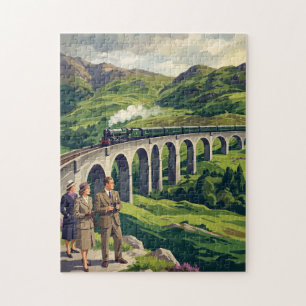 Schottisches Hochland Vintage-Reiseillustration Puzzle