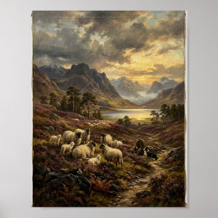 Schottisches Hochlandschaf Gemälde I Poster
