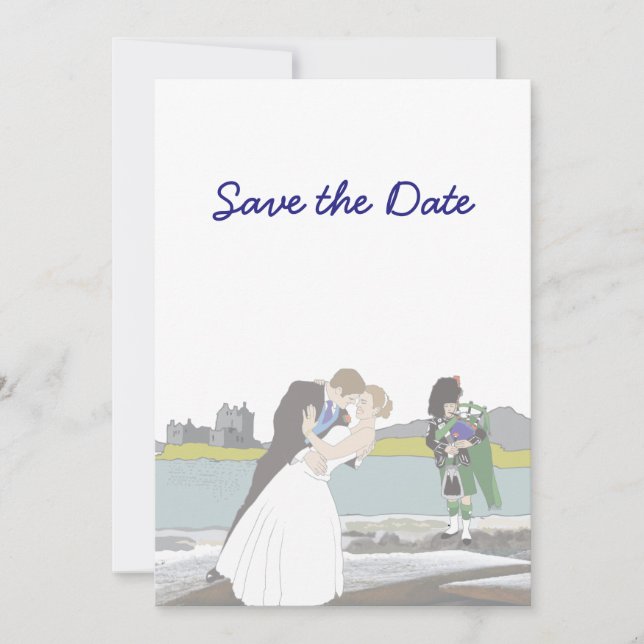 Schottisches Hochzeitthema Save the Date Einladung (Vorderseite)