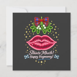 Schottisches Hogmanay-Mistel-Neon-Tartan-Geschenk Einladung