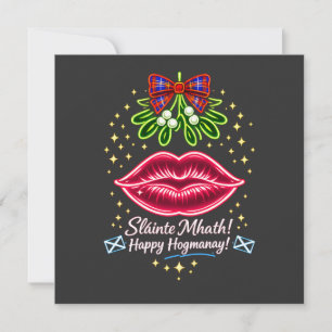 Schottisches Hogmanay-Mistel-Neon-Tartan-Geschenk Einladung
