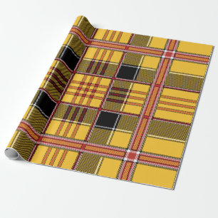 Schottisches kariertes Tartan-Gelb-rotes schwarzes Geschenkpapier