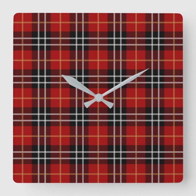 Schottisches kariertes tartan-Muster Quadratische Wanduhr (Vorderseite)