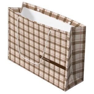 Schottisches Karomuster Tartan braun beige rot Große Geschenktüte