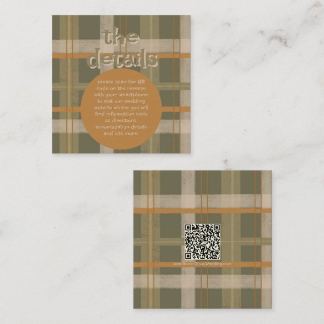 Schottisches keltisches Tartan-Muster Hochzeit Begleitkarte (Vorne/Hinten)