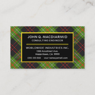 Schottisches MacDiarmid-Tartan Plaid Visitenkarte