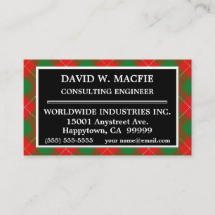 Schottisches MacFie-Tartan Plaid Visitenkarte
