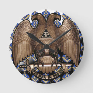 Schottisches Ritus-Quadrat u. Kompass Runde Wanduhr