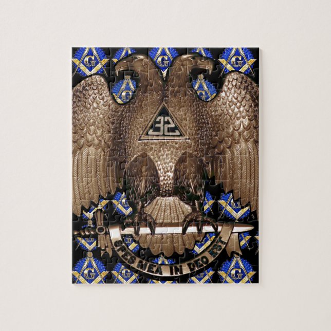 Schottisches Ritus-Quadrat u. Kompass-Schwarzes Puzzle (Vertikal)