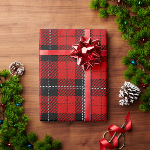 Schottisches Rot-Schwarz-Tartan Geschenkpapier