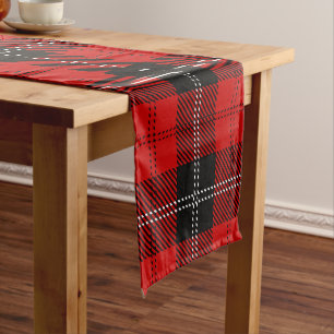 Schottisches Rot-Schwarz-Tartan Kurzer Tischläufer