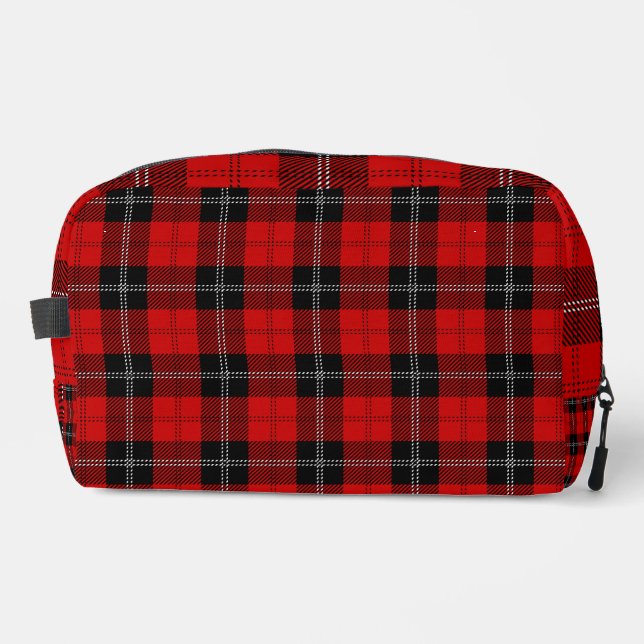 Schottisches Rot-Schwarz-Tartan Waschbeutel (Vorderseite)