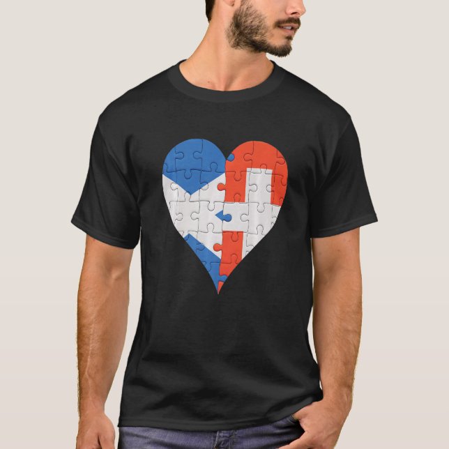 Schottisches Schweizer Flaggenherz T-Shirt (Vorderseite)