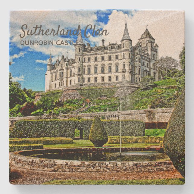 Schottisches Sutherland-Clans Dunrobin-Schloss Steinuntersetzer (Vorderseite)