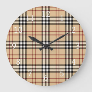 Schottisches Tartan-Muster Große Wanduhr