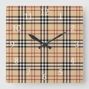 Schottisches Tartan-Muster Quadratische Wanduhr