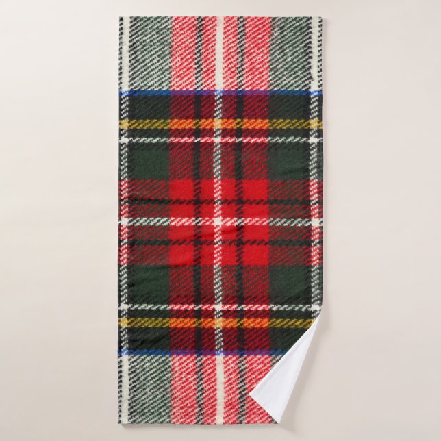 Schottisches Tartan-Muster. Rote und weiße Wolle k Badehandtuch (Badehandtuch)
