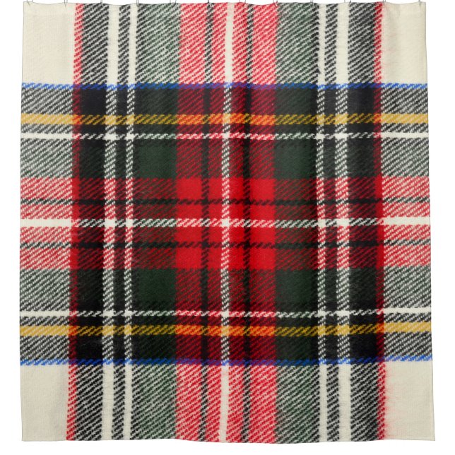 Schottisches Tartan-Muster. Rote und weiße Wolle k Duschvorhang (Vorderseite)