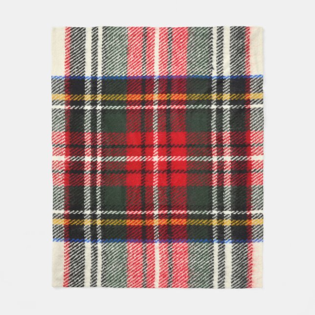 Schottisches Tartan-Muster. Rote und weiße Wolle k Fleecedecke (Vorderseite)